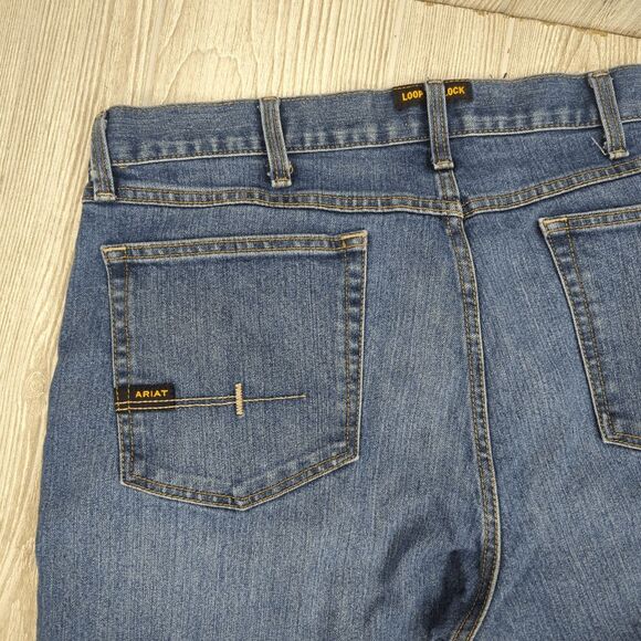 Ariat Men's 38x32 Rebar M4 Relaxed Fit Bootcut Jeans with Loop Lock - Picture 6 of 9